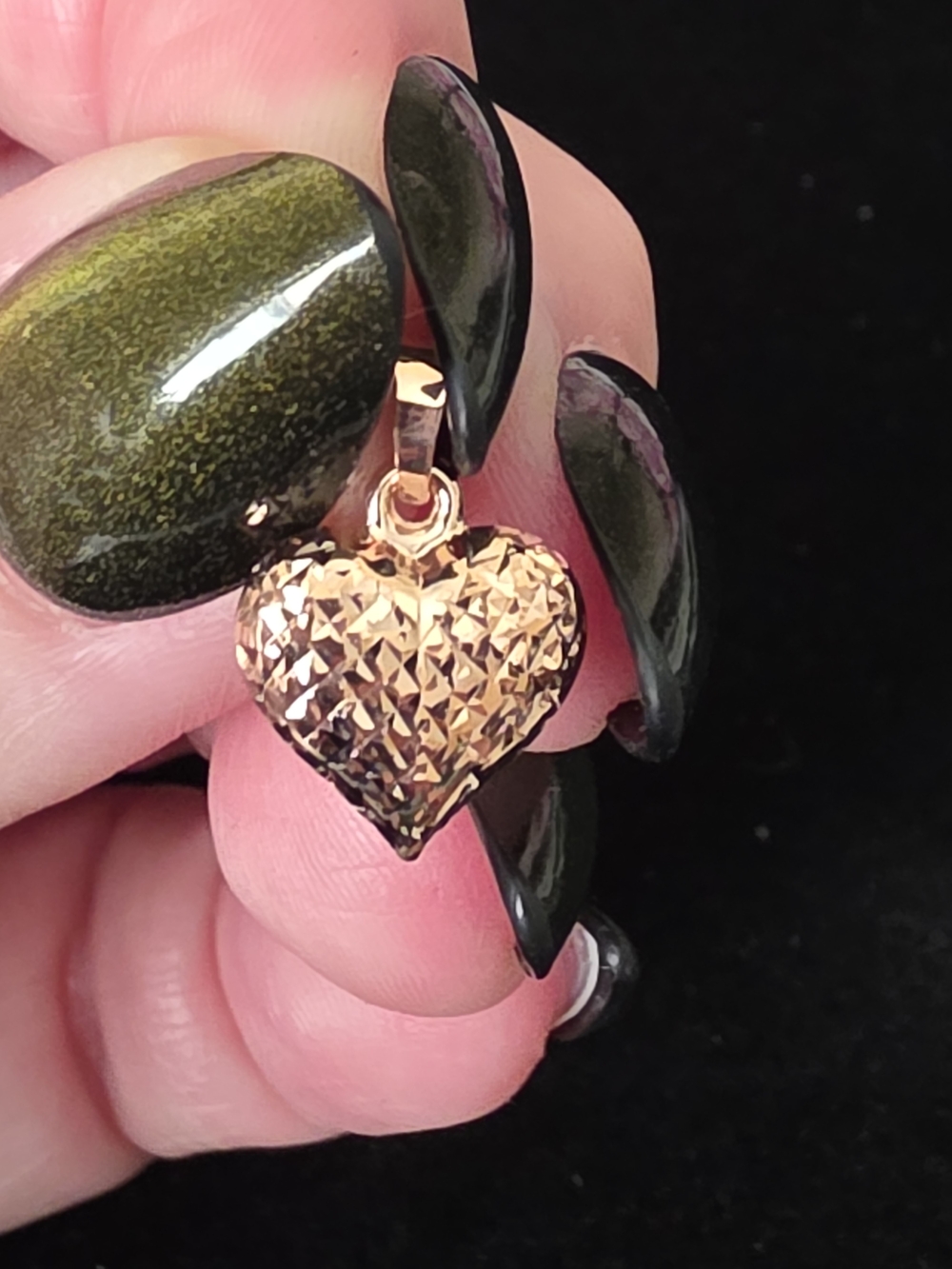 ✨️✨️ 14K Rose Gold Textured Heart Charm Pendant - Classic Women's Jewelry